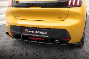Street Pro Rear Side Splitters + Flaps Peugeot 208 GT Mk2 - Black + Gloss Flaps