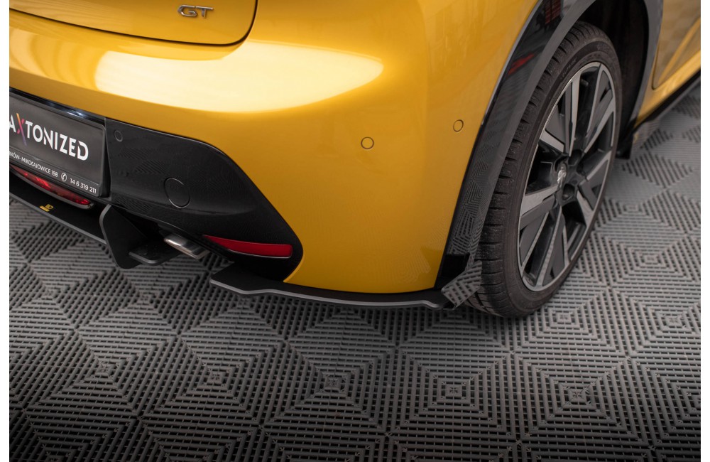 Street Pro Rear Side Splitters + Flaps Peugeot 208 GT Mk2 - Black + Gloss Flaps