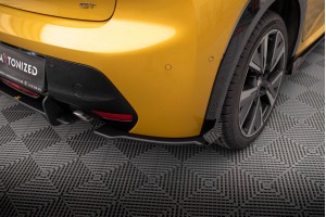Street Pro Rear Side Splitters + Flaps Peugeot 208 GT Mk2 - Black + Gloss Flaps