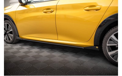 Street Pro Side Skirts Diffusers + Flaps Peugeot 208 GT Mk2 - Black + Gloss Flaps    