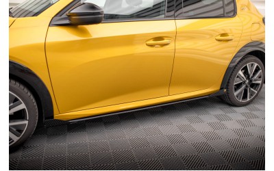 Street Pro Side Skirts Diffusers + Flaps Peugeot 208 GT Mk2 - Black + Gloss Flaps    