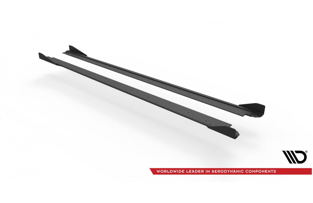 Street Pro Side Skirts Diffusers + Flaps Seat Leon FR Mk4 - Black + Gloss Flaps