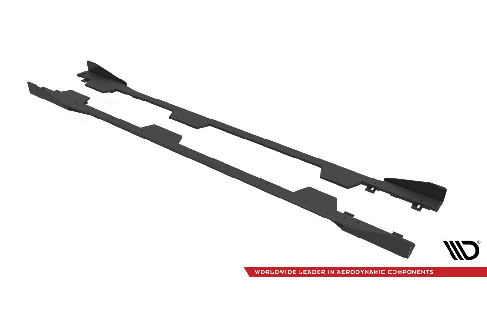 Street Pro Side Skirts Diffusers + Flaps Subaru BRZ Mk1 / Mk1 Facelift - Black + Gloss Flaps
