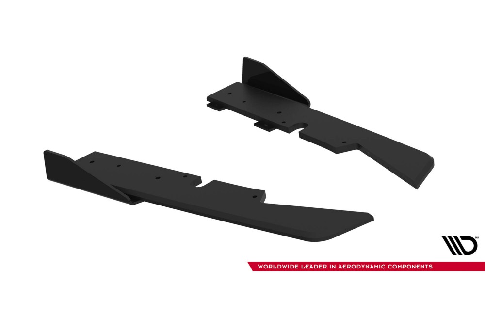 Street Pro Rear Side Splitters + Flaps Subaru Impreza WRX STI Mk3 Facelift - Black + Gloss Flaps