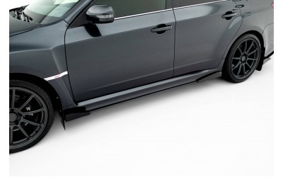 Street Pro Side Skirts Diffusers + Flaps Subaru Impreza WRX STI Mk3 Facelift - Black + Gloss Flaps    