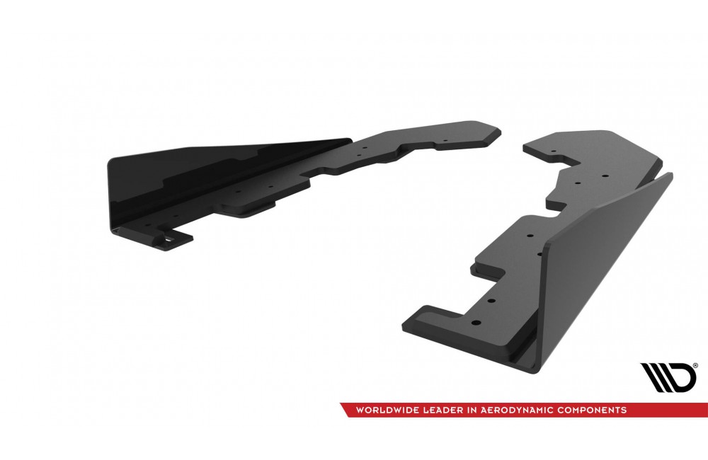 Street Pro Rear Side Splitters + Flaps Subaru WRX STI Mk1 - Black + Gloss Flaps