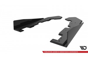 Street Pro Rear Side Splitters + Flaps Subaru WRX STI Mk1 - Black + Gloss Flaps