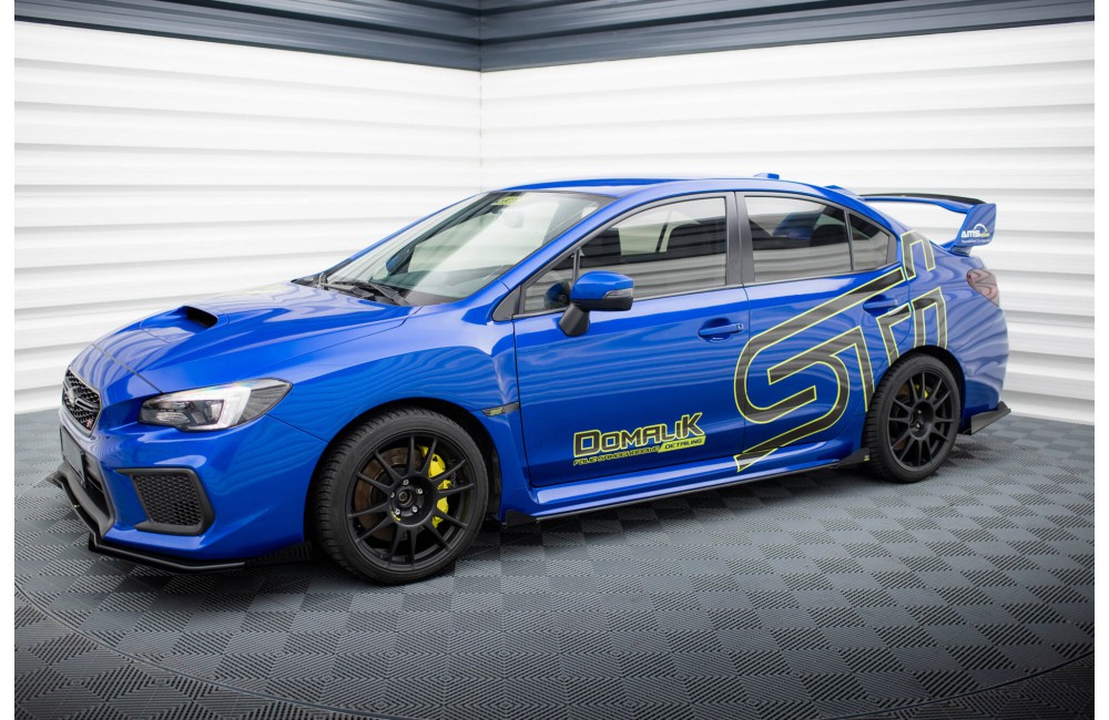 Street Pro Side Skirts Diffusers + Flaps Subaru WRX STI Mk1 - Black + Gloss Flaps