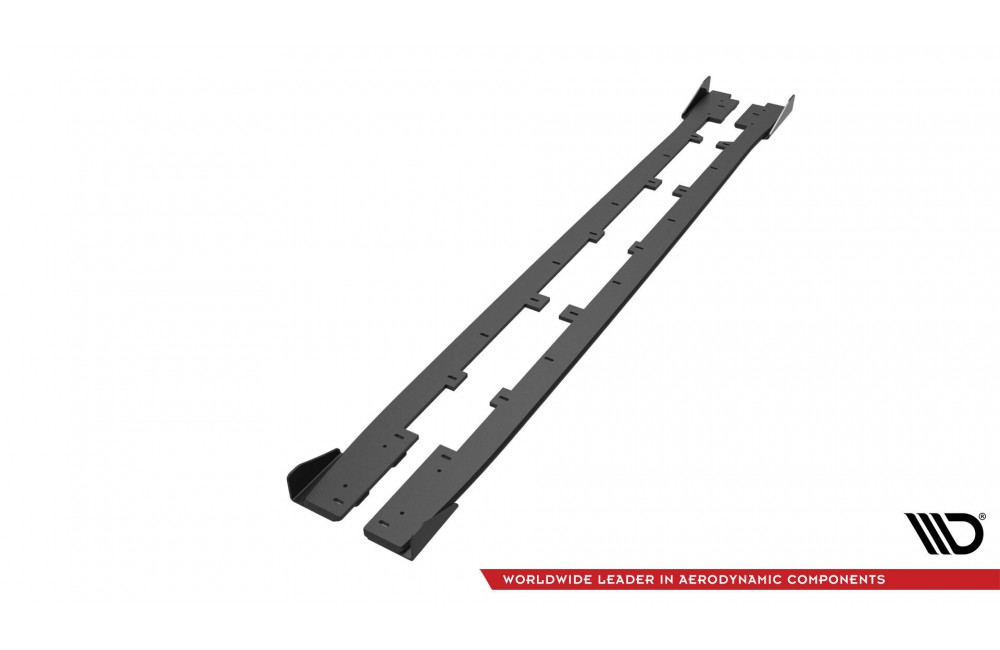 Street Pro Side Skirts Diffusers + Flaps Subaru WRX STI Mk1 - Black + Gloss Flaps