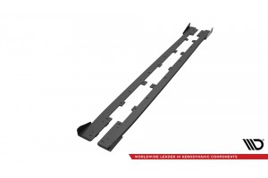 Street Pro Side Skirts Diffusers + Flaps Subaru WRX STI Mk1 - Black + Gloss Flaps