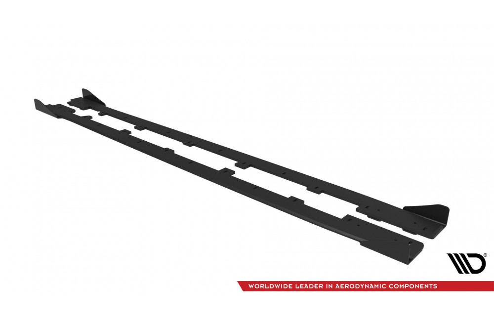 Street Pro Side Skirts Diffusers + Flaps Subaru WRX STI Mk1 - Black + Gloss Flaps