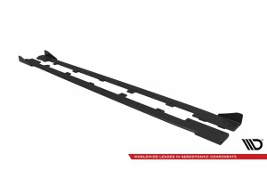 Street Pro Side Skirts Diffusers + Flaps Subaru WRX STI Mk1 - Black + Gloss Flaps