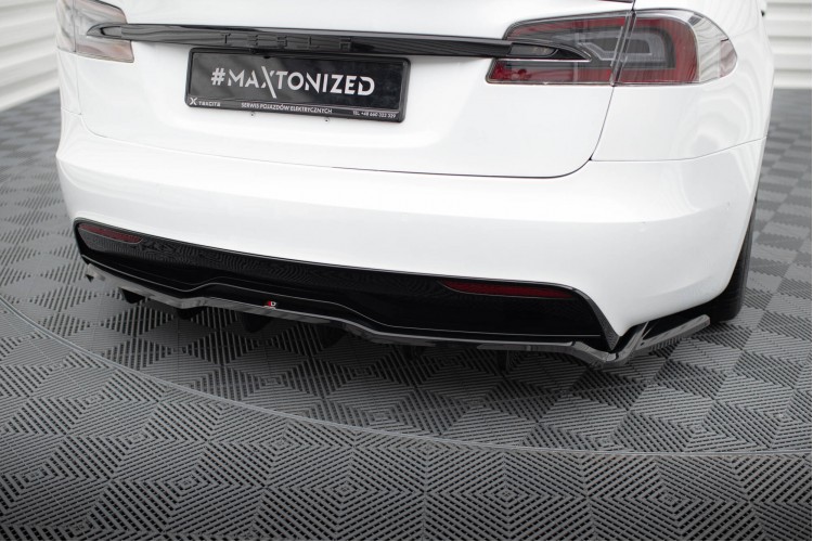 Πίσω Splitter (με κάθετους στύλους) V.2 Tesla Model S Plaid Mk1 Facelift