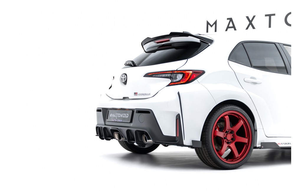 Street Pro Rear Side Splitters + Flaps Toyota GR Corolla Mk12 - Black + Gloss Flaps