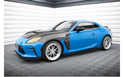Street Pro Side Skirts Diffusers V.1 + Flaps Subaru BRZ Mk2 - Black + Gloss Flaps    