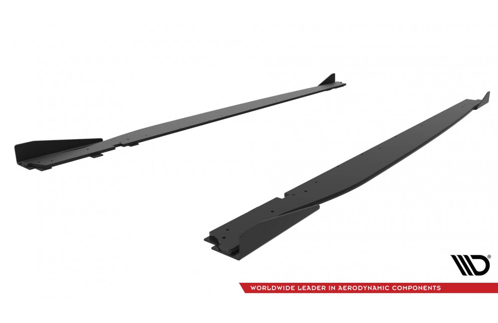 Street Pro Side Skirts Diffusers V.1 + Flaps Toyota GR86 Mk1 - Black + Gloss Flaps