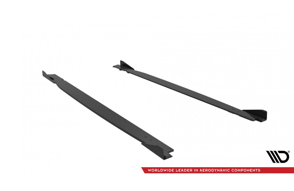 Street Pro Side Skirts Diffusers V.1 + Flaps Toyota GR86 Mk1 - Black + Gloss Flaps