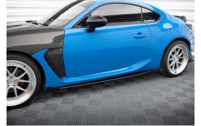 Street Pro Side Skirts Diffusers V.1 + Flaps Subaru BRZ Mk2 - Black + Gloss Flaps    