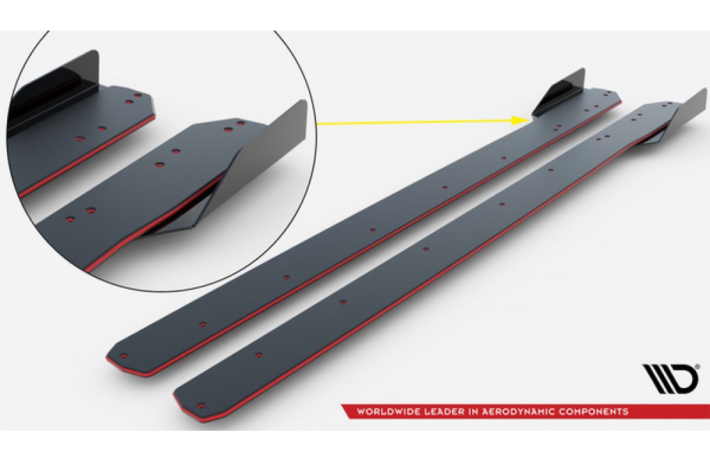 Street Pro Side Skirts Diffusers V.1 + Flaps Toyota GR86 Mk1 - Black-Red + Gloss Flaps Street Pro Side Skirts Diffusers V.1 + Flaps Toyota GR86 Mk1 - Black-Red + Gloss Flaps