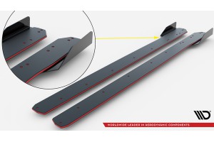 Street Pro Side Skirts Diffusers V.1 + Flaps Toyota GR86 Mk1 - Black-Red + Gloss Flaps Street Pro Side Skirts Diffusers V.1 + Flaps Toyota GR86 Mk1 - Black-Red + Gloss Flaps
