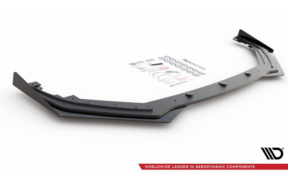 Street Pro Front Splitter + Flaps Toyota GR Yaris Mk4 - Black + Gloss Flaps