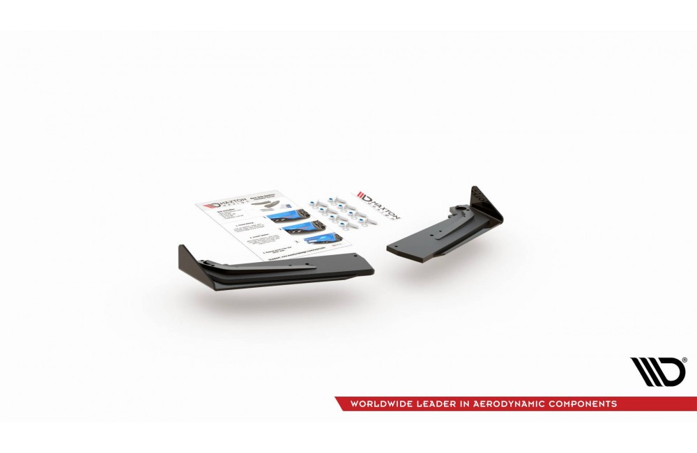 Street Pro Rear Side Splitters + Flaps Toyota GR Yaris Mk4 - Black + Gloss Flaps