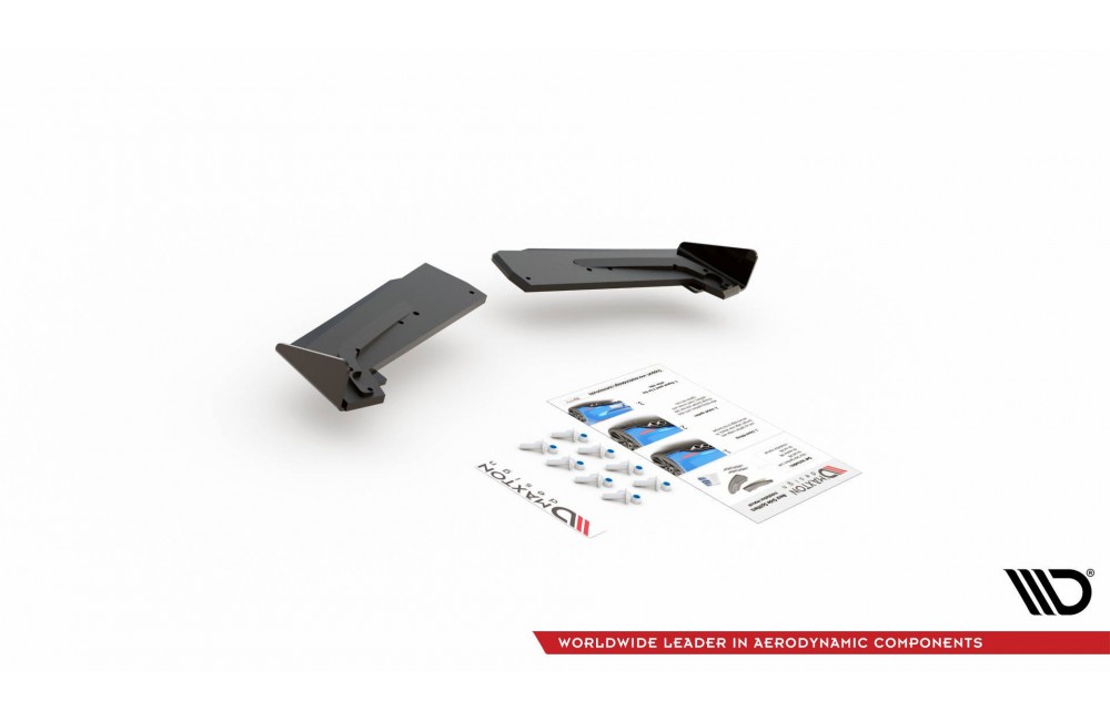 Street Pro Rear Side Splitters + Flaps Toyota GR Yaris Mk4 - Black + Gloss Flaps