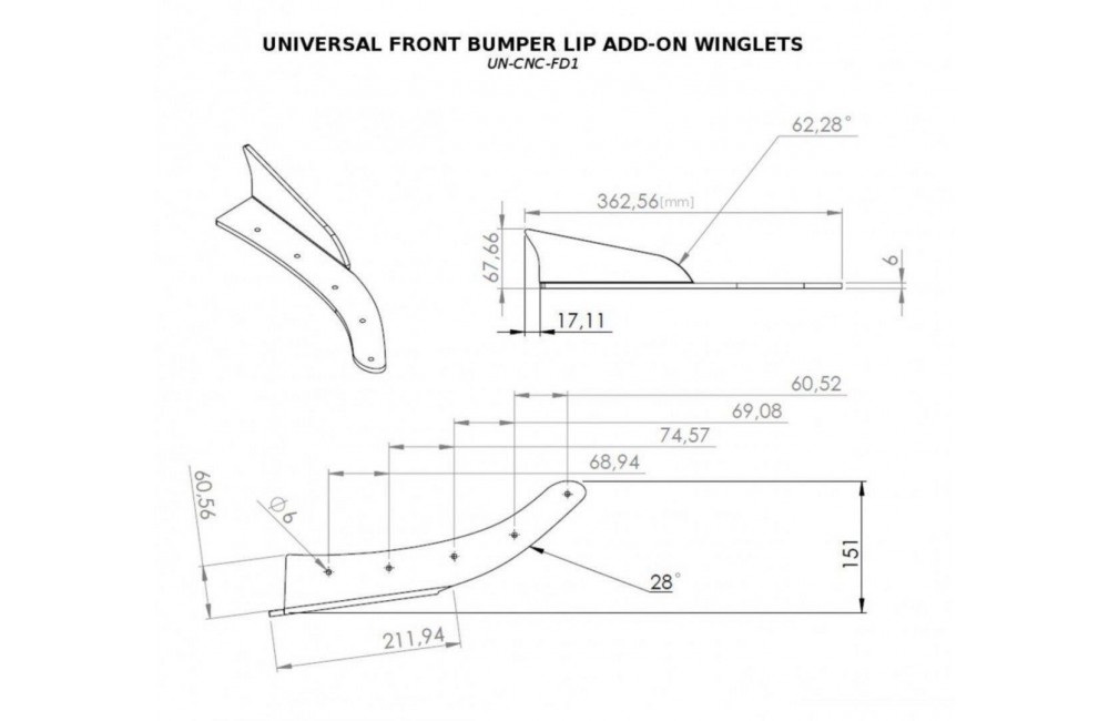 UNIVERSAL FRONT BUMPER LIP ADD-ON WINGLETS UNIVERSAL FRONT BUMPER LIP ADD-ON WINGLETS