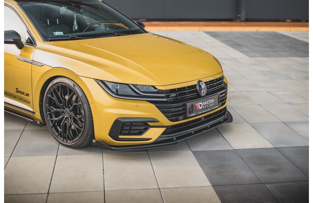 Street Pro Front Splitter + Flaps Volkswagen Arteon R-Line - Black + Gloss Flaps