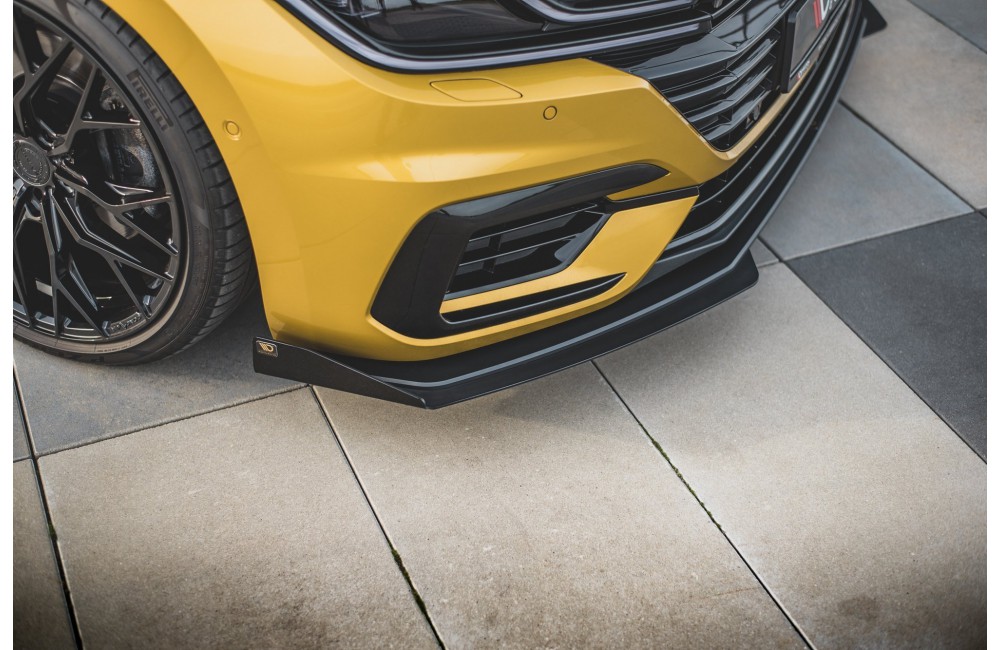 Street Pro Front Splitter + Flaps Volkswagen Arteon R-Line - Black + Gloss Flaps