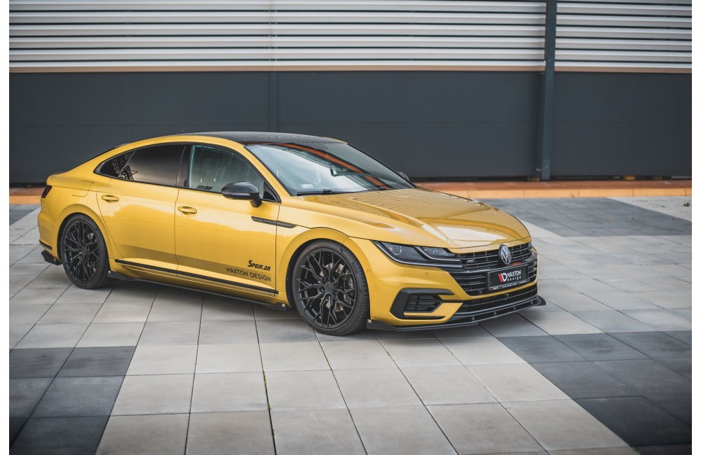 Street Pro Front Splitter + Flaps Volkswagen Arteon R-Line - Black + Gloss Flaps
