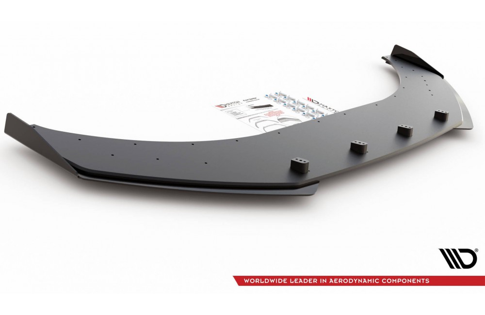 Street Pro Front Splitter + Flaps Volkswagen Arteon R-Line - Black + Gloss Flaps