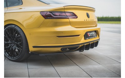 Street Pro Rear Valance + Flaps Volkswagen Arteon R-Line - Black + Gloss Flaps    