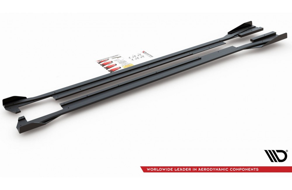 Street Pro Side Skirts Diffusers + Flaps Volkswagen Arteon R-Line - Black + Gloss Flaps Street Pro Side Skirts Diffusers + Flaps Volkswagen Arteon R-Line - Black + Gloss Flaps