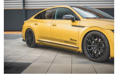 Street Pro Side Skirts Diffusers + Flaps Volkswagen Arteon R-Line - Black + Gloss Flaps    