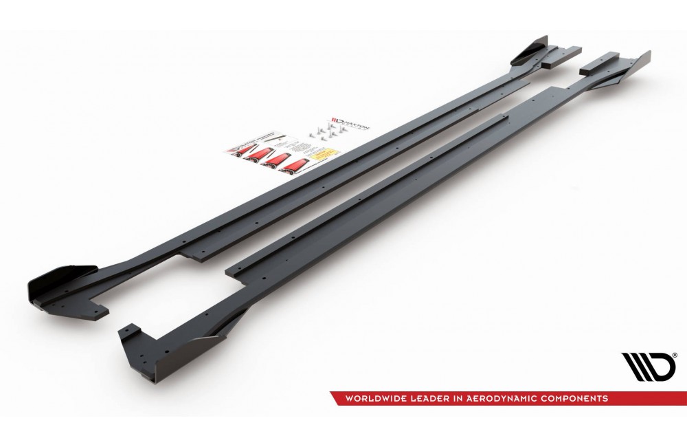 Street Pro Side Skirts Diffusers + Flaps Volkswagen Arteon R-Line - Black + Gloss Flaps Street Pro Side Skirts Diffusers + Flaps Volkswagen Arteon R-Line - Black + Gloss Flaps