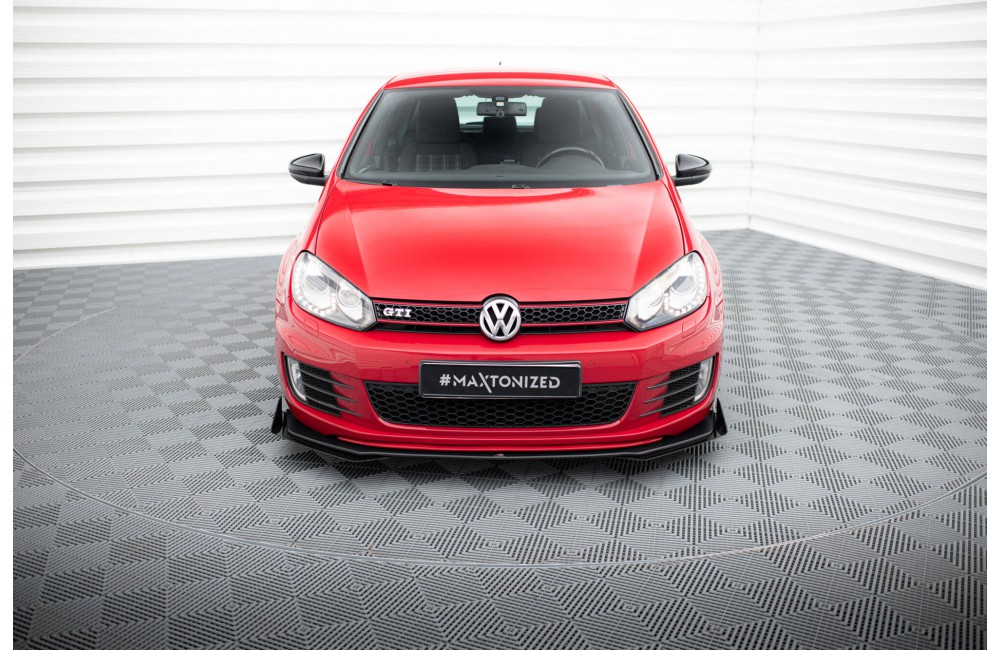 Street Pro Front Splitter V.3 + Flaps Volkswagen Golf GTI Mk6 - Black + Gloss Flaps