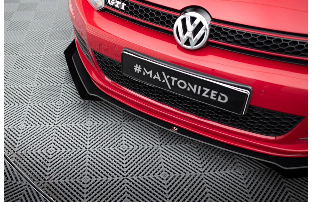Street Pro Front Splitter V.3 + Flaps Volkswagen Golf GTI Mk6 - Black + Gloss Flaps