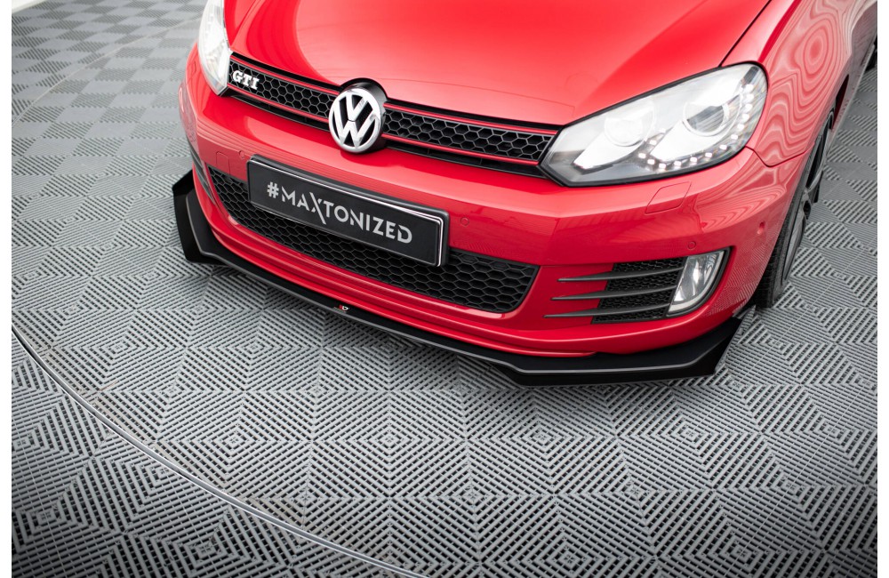 Street Pro Front Splitter V.3 + Flaps Volkswagen Golf GTI Mk6 - Black + Gloss Flaps
