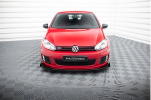 Street Pro Front Splitter V.3 + Flaps Volkswagen Golf GTI Mk6 - Black + Gloss Flaps