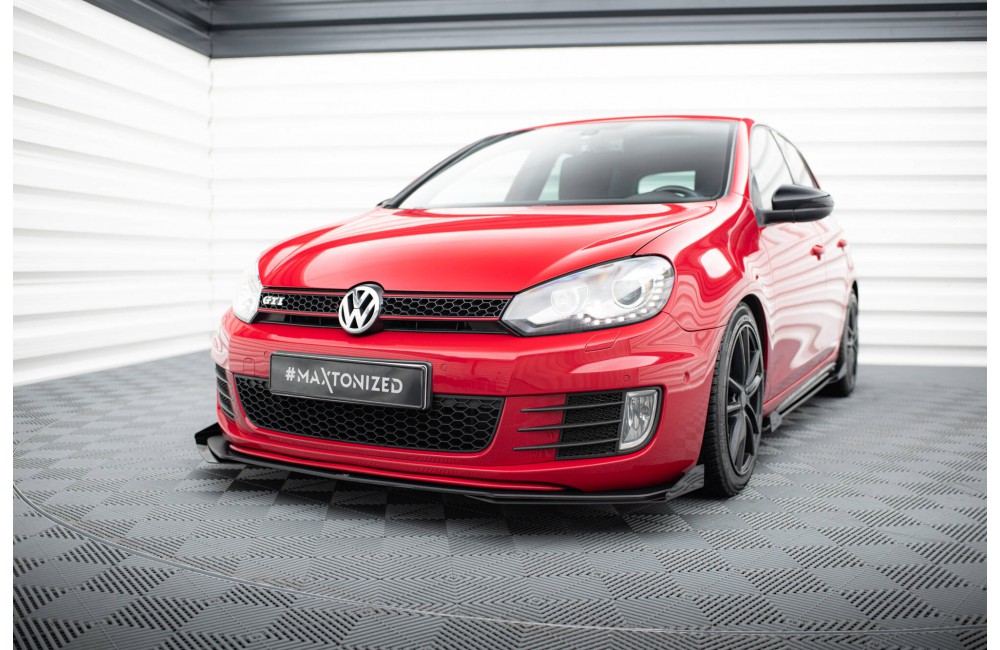 Street Pro Front Splitter V.3 + Flaps Volkswagen Golf GTI Mk6 - Black + Gloss Flaps