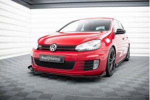 Street Pro Front Splitter V.3 + Flaps Volkswagen Golf GTI Mk6 - Black + Gloss Flaps