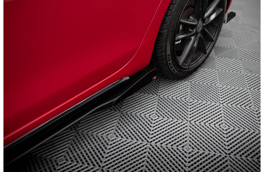 Racing Durability Side Skirts Diffusers + Flaps Volkswagen Golf GTI Mk6  - Black + Gloss Flaps