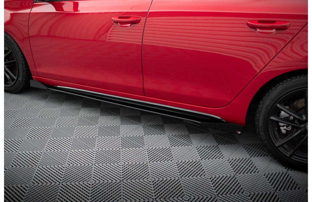 Racing Durability Side Skirts Diffusers + Flaps Volkswagen Golf GTI Mk6  - Black + Gloss Flaps