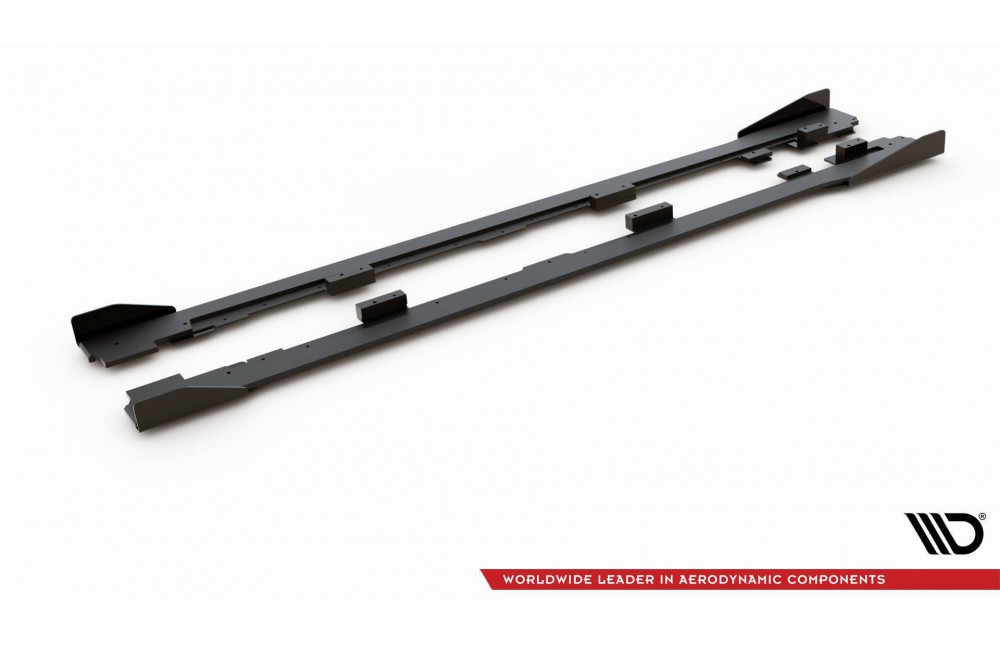 Racing Durability Side Skirts Diffusers + Flaps Volkswagen Golf GTI Mk6  - Black + Gloss Flaps