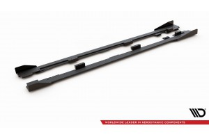 Racing Durability Side Skirts Diffusers + Flaps Volkswagen Golf GTI Mk6  - Black + Gloss Flaps