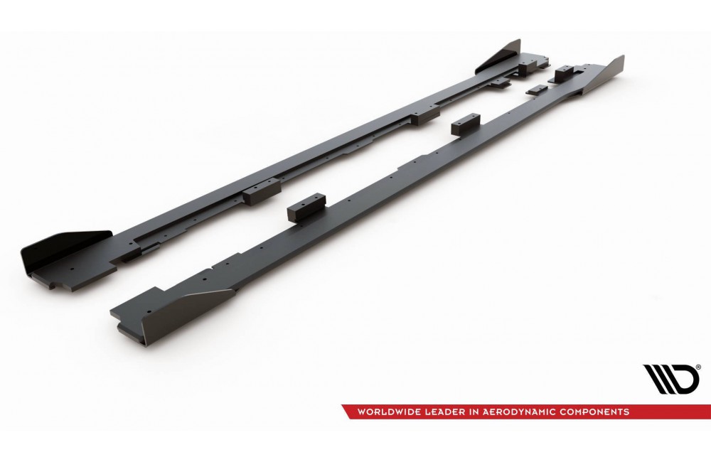 Racing Durability Side Skirts Diffusers + Flaps Volkswagen Golf GTI Mk6  - Black + Gloss Flaps