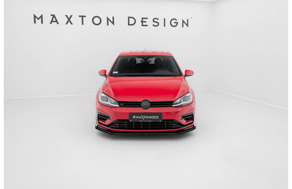 Street Pro Front Splitter + Flaps Volkswagen Golf R / R-Line Mk7 Facelift - Black + Gloss Flaps