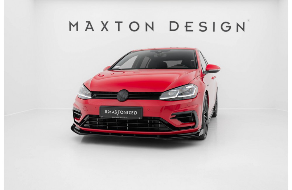 Street Pro Front Splitter + Flaps Volkswagen Golf R / R-Line Mk7 Facelift - Black + Gloss Flaps