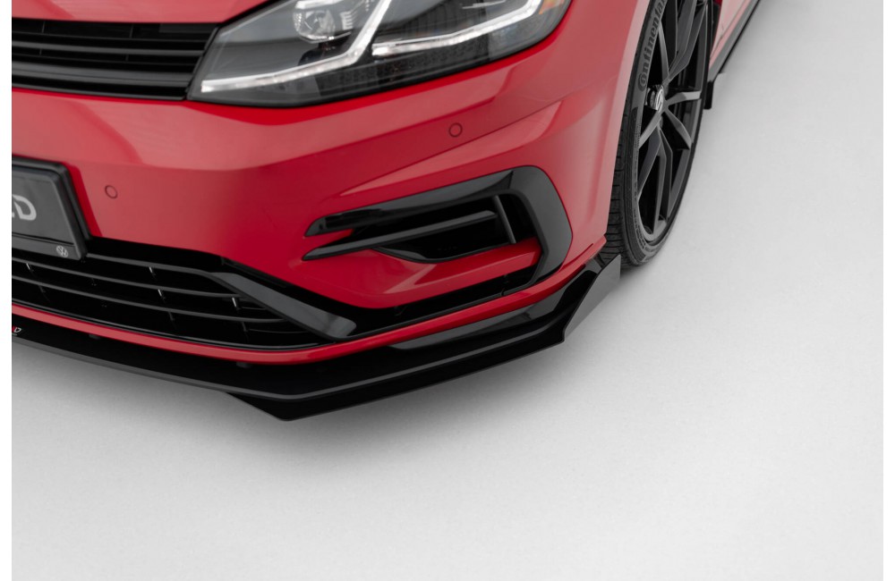 Street Pro Front Splitter + Flaps Volkswagen Golf R / R-Line Mk7 Facelift - Black + Gloss Flaps